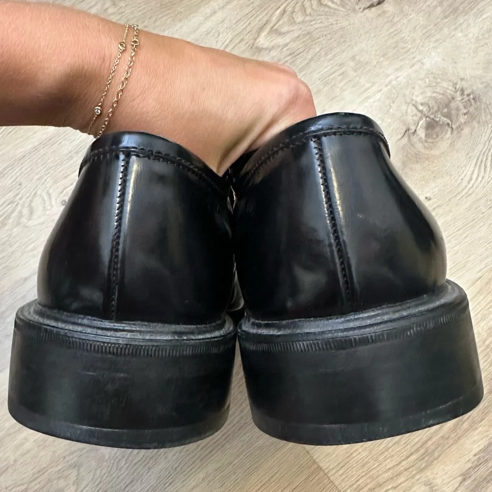 Kenneth Cole New York Black Leather Square Toe Oxford Loafers